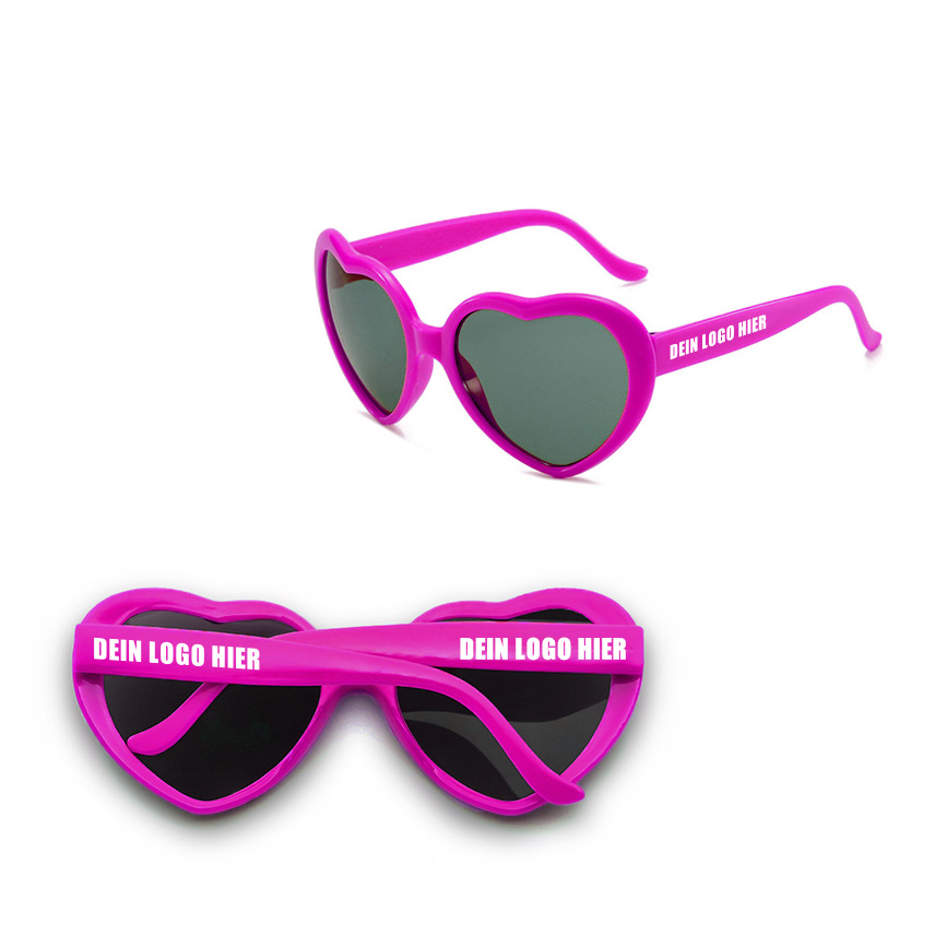 Lunettes de soleil en forme de cœur avec logo – objet publicitaire